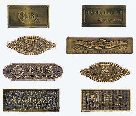metal funiture nameplate, metal plates brand logos, engraved metal ...