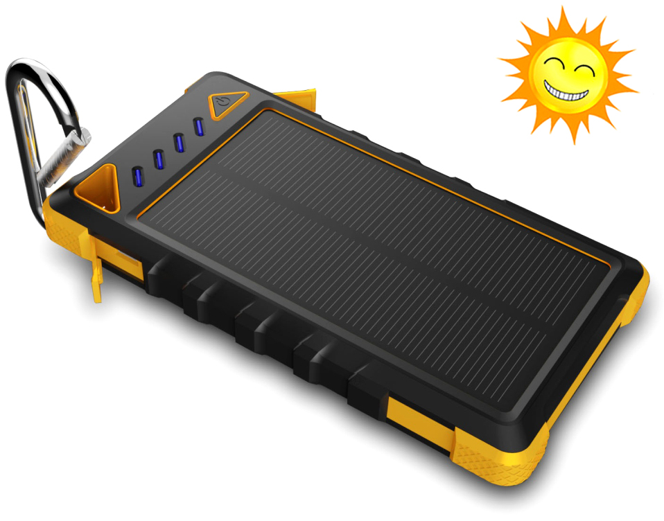 Portable Mobile Solar charger, 8000mah waterproof power bank