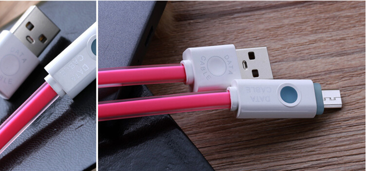 HighQualitySmartLEDLightFlatMicroUSBDataCable