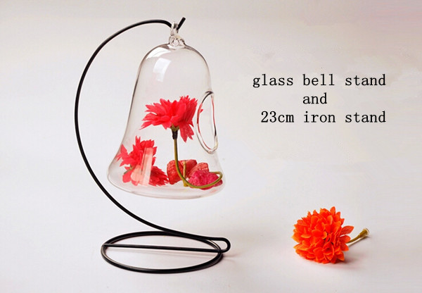 LampBlownGlassBellwithopenMetalStandGlassBellTerrarium