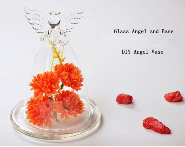 HandMadeAngelGlassDomeVaseBeautifulGlassCoverHomeDecoration