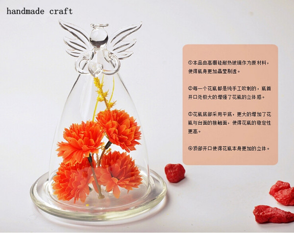 HandMadeAngelGlassDomeVaseBeautifulGlassCoverHomeDecoration
