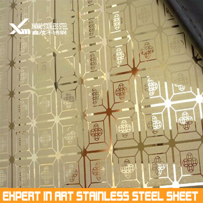Etched Champange Finish Stainless Steel Decorative Sheet For Door