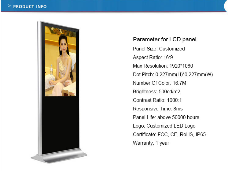 Standaloneindoorwirelesswifiindoortvscreenpanellcdwallmountingadplaywithmediascreen