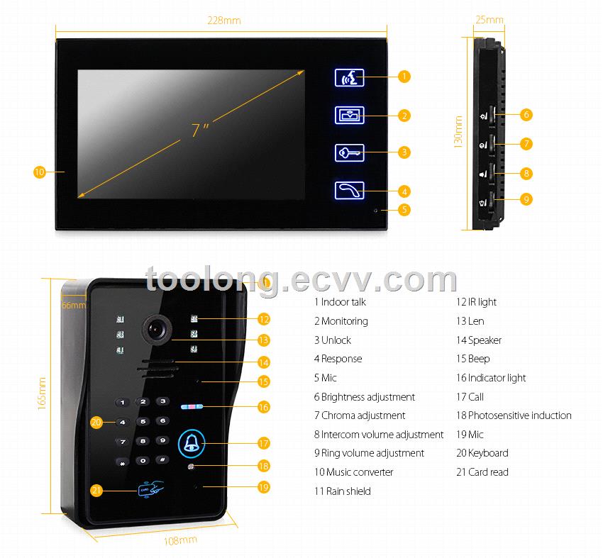 2016Newdesignarrivingtouchscreen7inchvideodoorphonewithintercomunlockandIRCamera