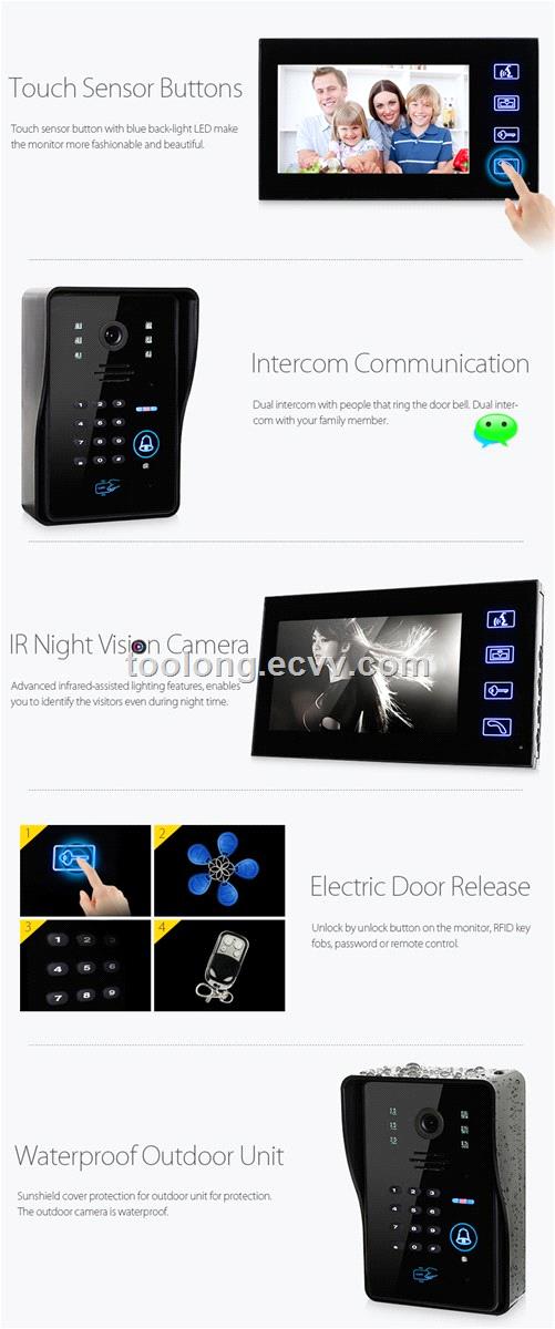 2016Newdesignarrivingtouchscreen7inchvideodoorphonewithintercomunlockandIRCamera