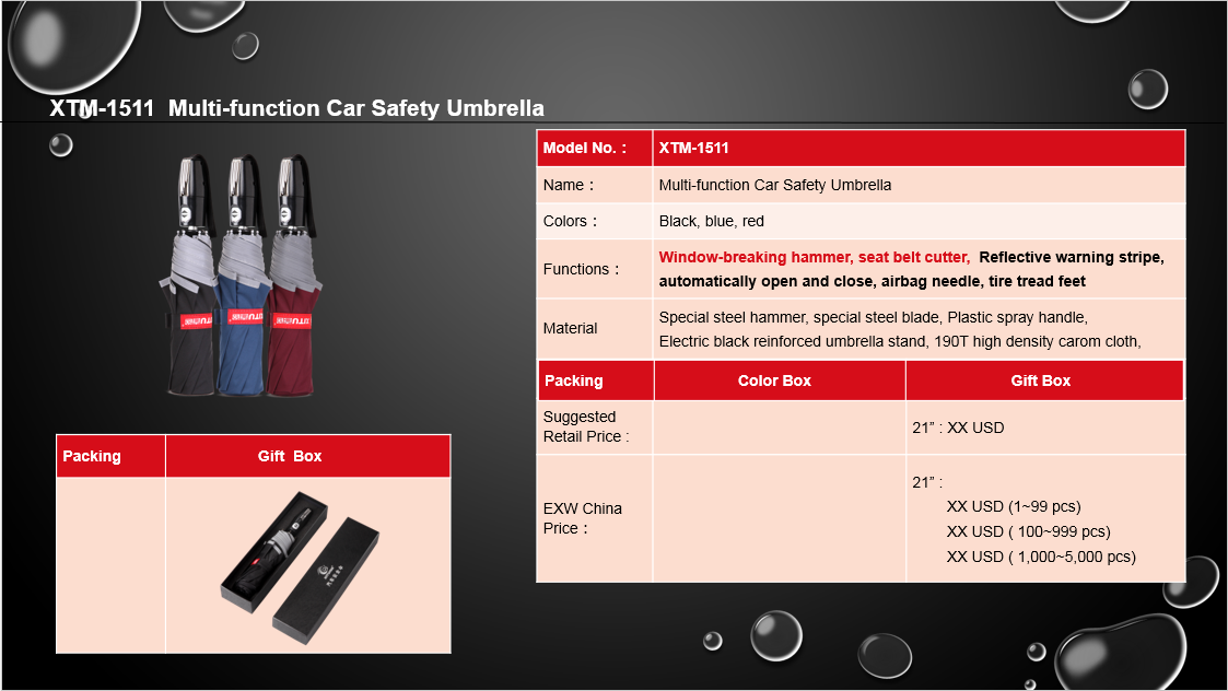 XTM1511CarSafetyUmbrellacarsecurityumbrellaautomobilesafetycarsafetyhammer