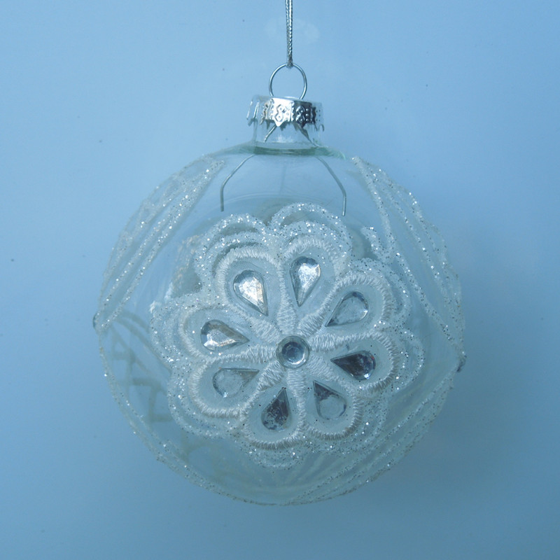 Diameter8cm Christmas Glass Ball Fashion Lace Craft Decorative Hanging Glass Globe