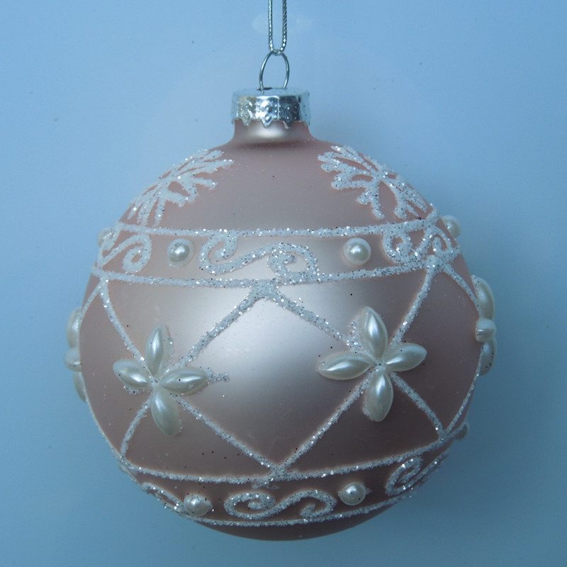 Christmas Day Glass Ball with White Pearl Decorative Glass China Supplier