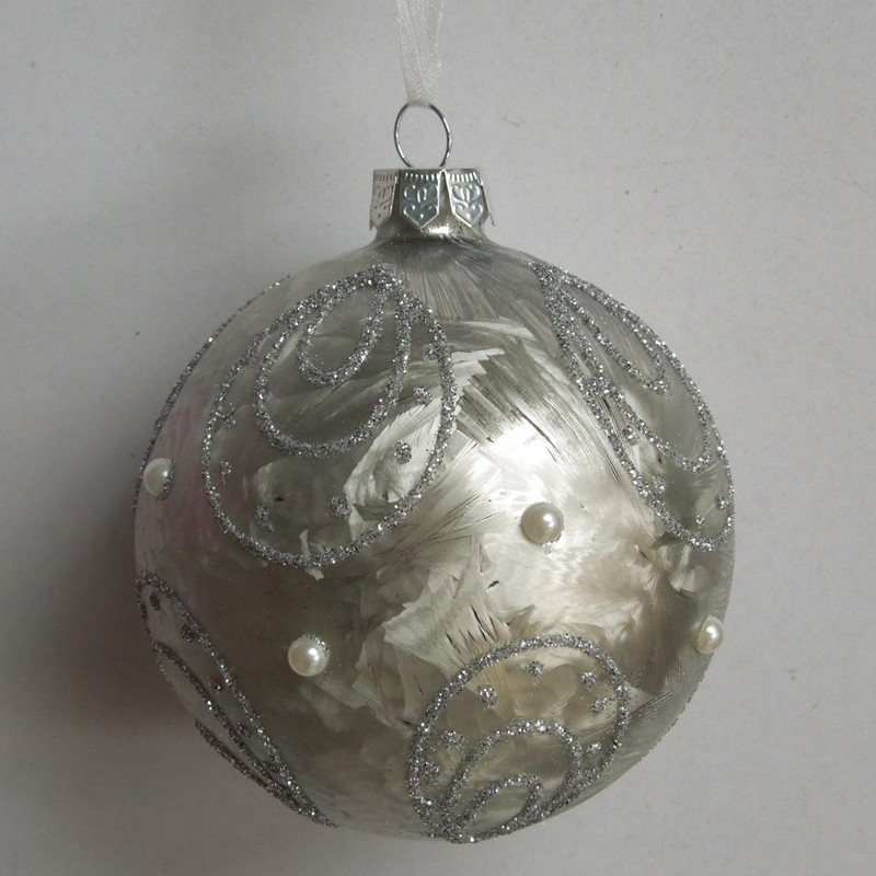 Diameter8cm Inner Silver Craft Glass Christmas Ball Christmas Day Friend Gift