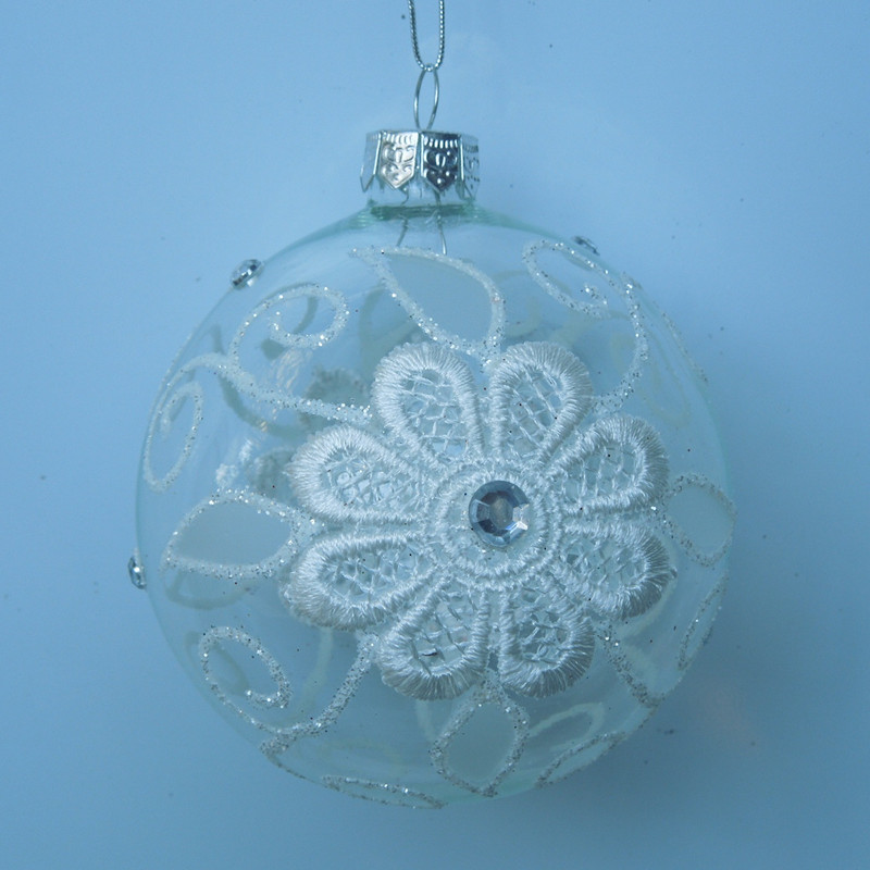 Diameter8cm Christmas Glass Ball Fashion Lace Craft Decorative Hanging Glass Globe