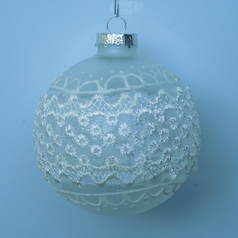 Diameter8cm Christmas Glass Ball Fashion Lace Craft Decorative Hanging Glass Globe