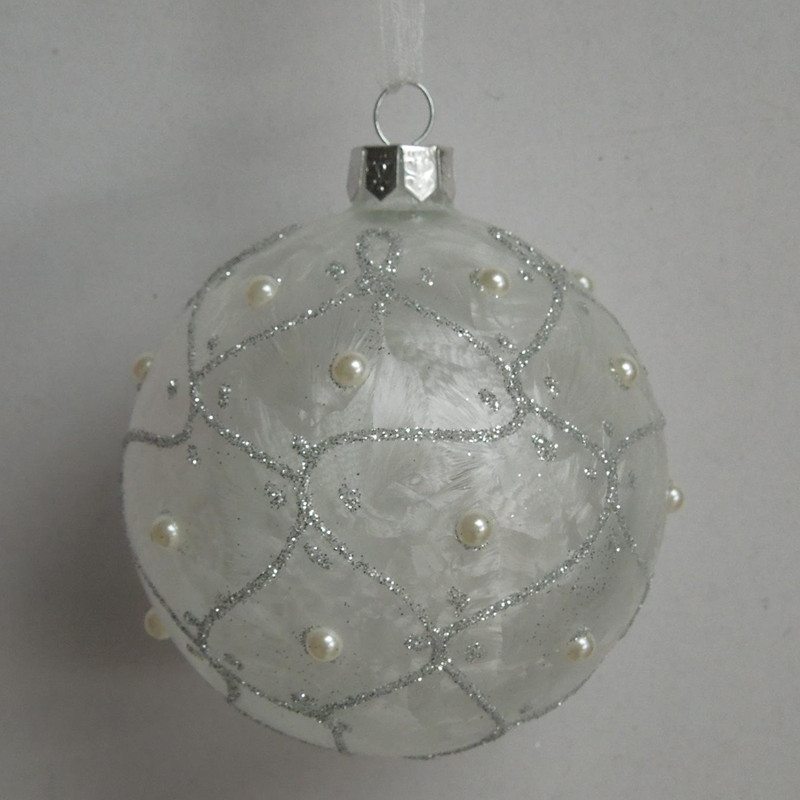Diameter8cm Inner Silver Craft Glass Christmas Ball Christmas Day Friend Gift