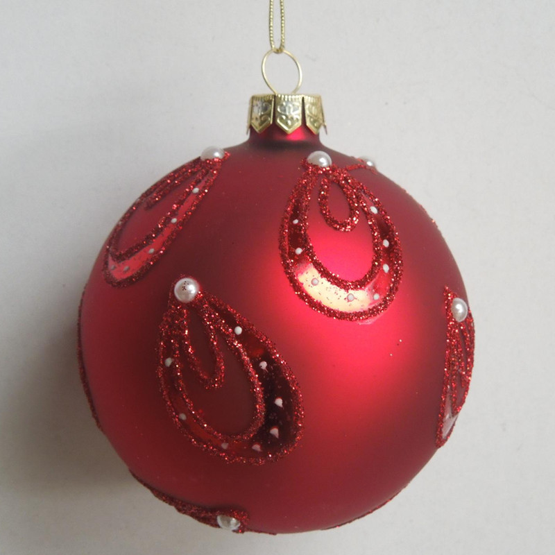 Happy Red Christmas Glass Ball Hand Painting Hanging Glass Globe