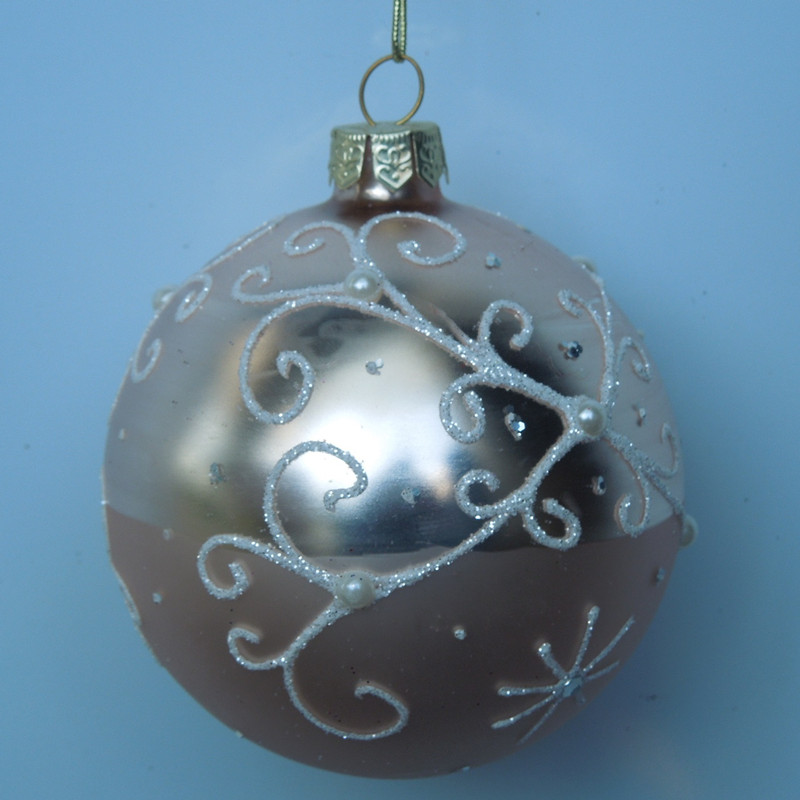 Christmas Day Glass Ball with White Pearl Decorative Glass China Supplier