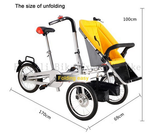 New3Wheels16InchPushchairFoldingMotherBabyTagabike