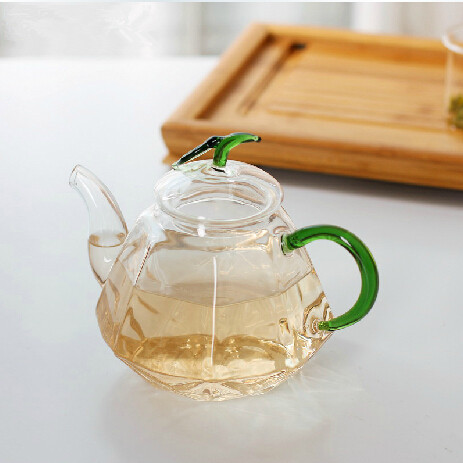 500ml Diamond Shaped Glass Teapot with color Handle Creative glass Gift Beautiful Office Decoration