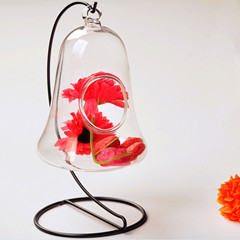 BellShapedGlassTerrariumVaseandMetalStandSetHomeDecorativeFriendGift