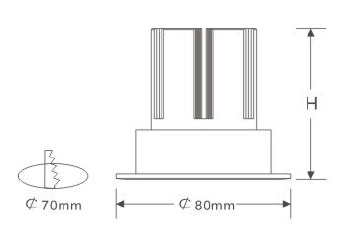 NewStyleHeatsinkRecessedCOBLEDDownLightCutHole70mmLEDLightingFixtures