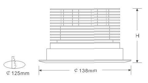 NewRecessedLEDDownLightCutHole125mmHomeLEDLighting