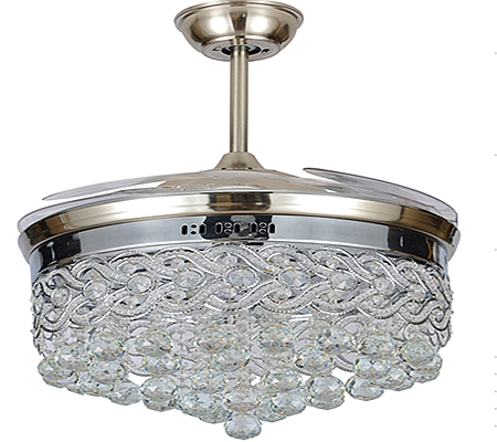 Chandelier Crystal Led 42inch Ceiling Fans With Light From