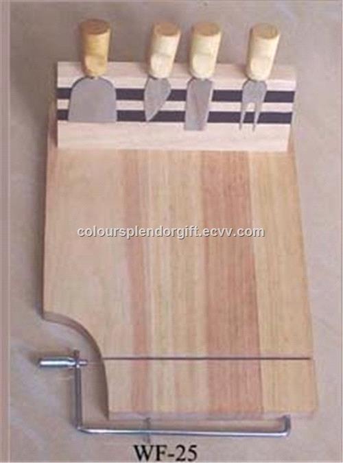 4PCSCheeseKnifewithWoodChoppingBoard