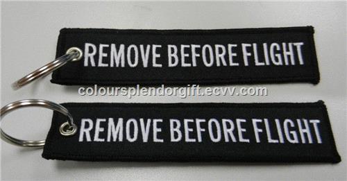 WholesaleRemoveBeforeFlightWarningTagEmbroideryKeyringKeychainPilot