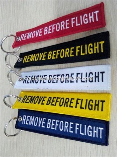 Wholesale Custom Design Remove Before Flight Embroidery Keychain Keyring Key Ring Key Chain Key FOB