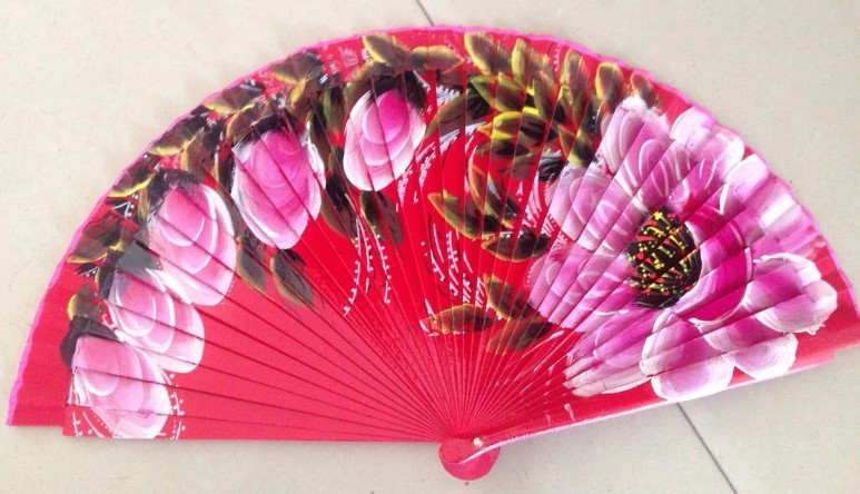 hand painted Spanish wood fan for events