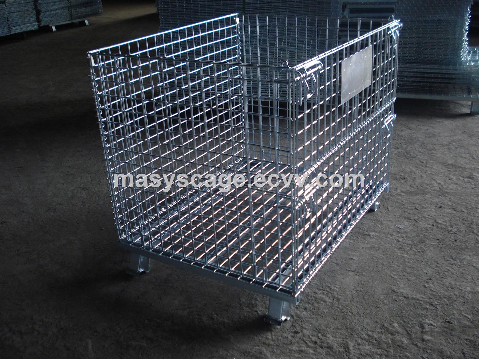 Foldable Metal Storage Cage Wire Mesh Container with Wheels from China ...