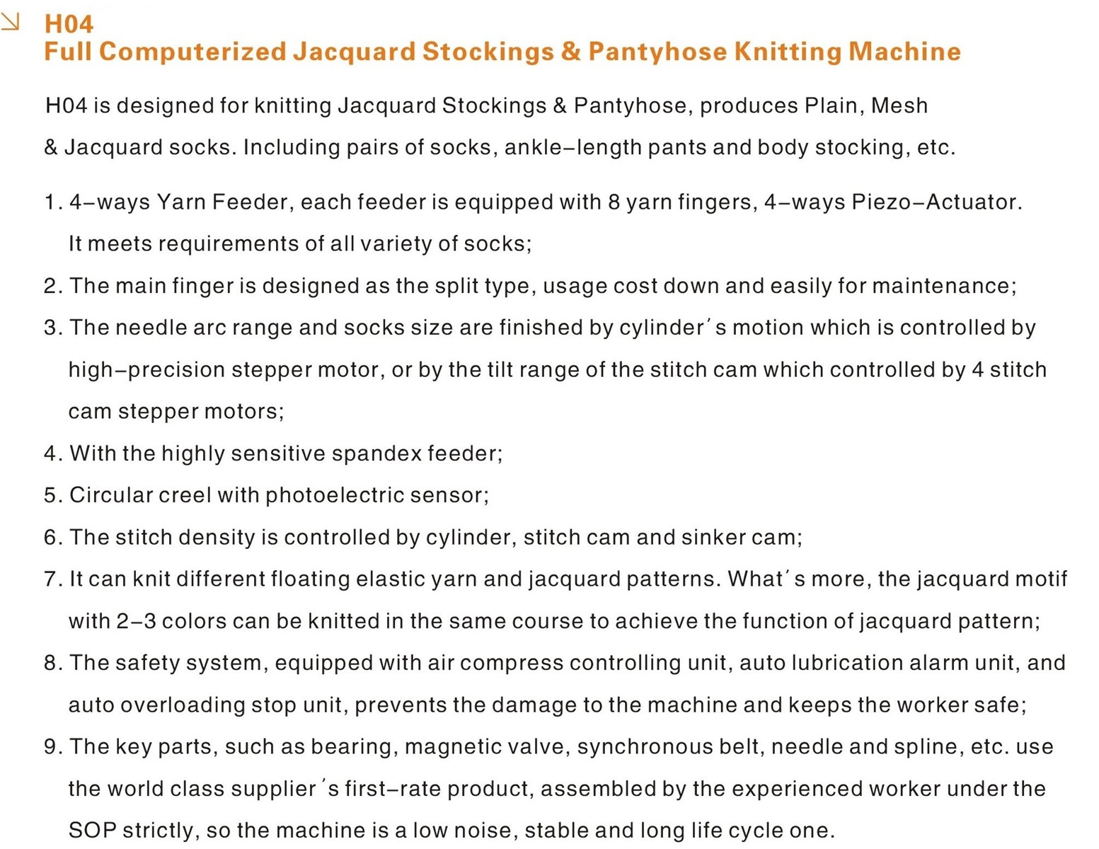 Advanced Computerized Jacquard Pantyhose Circular Knitting Machine