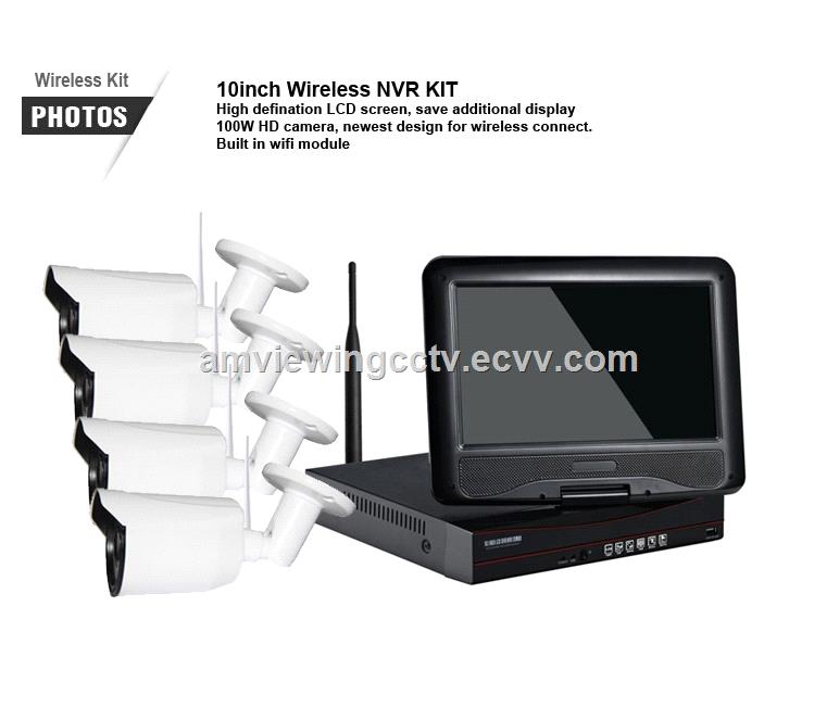 720P/960P HD wifi ir cctv camera security system 4ch / 8ch 10.1 inch lcd wireless WIFI nvr kit