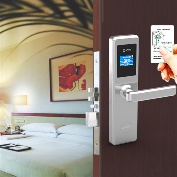 Electronic LCD display key card handle hotel door lock