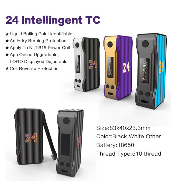2016 Newest Original Kobe 24K box mod 80w TC in honer of Kobe bryant for ecig vape