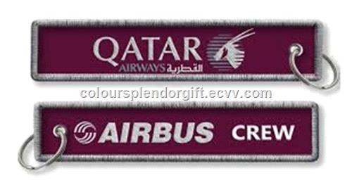 Wholesale QATAR Airways Doha Airline Remove Before Flight Style Embroidered Keyring