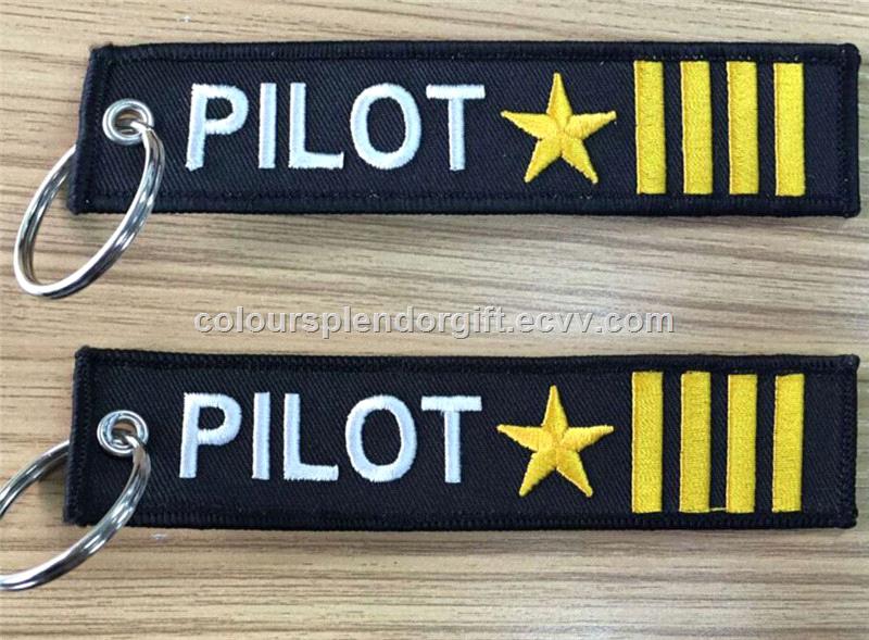 Wholesale Pilot Captain four bars with Star Embroidery Key Chain Airlines Aviation Gift