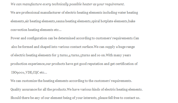 Home Appliance Spiral Heater for Electric Stove