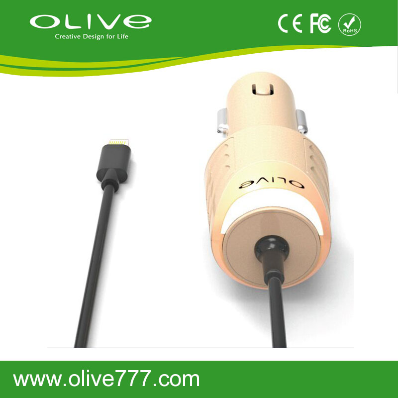 New 2.4A  Lighting cable Car charger For  iPhone Device