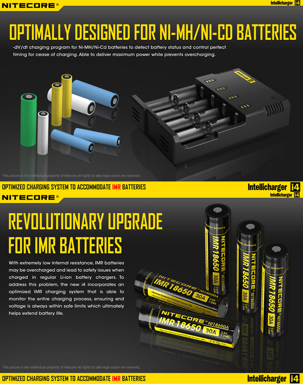 Authentic Nitecore I4 Universal Intellicharger Charger for 18650 18350 18500 26650 Battery