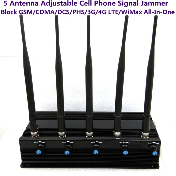 5 Antenna High Power Adjustable Mobile Phone Signal Jammer Blocking GSMCDMADCSPHS3G4G LTEWiMax
