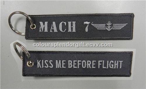 Wholesale Kiss Me Before Flight Lip Fabric Embroidery Key Chain Aviation Tags