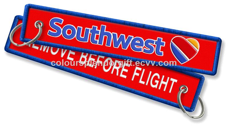 Wholesale Southwest Airlines Crew Bags Tag Embroidered Keychain Manufacturer