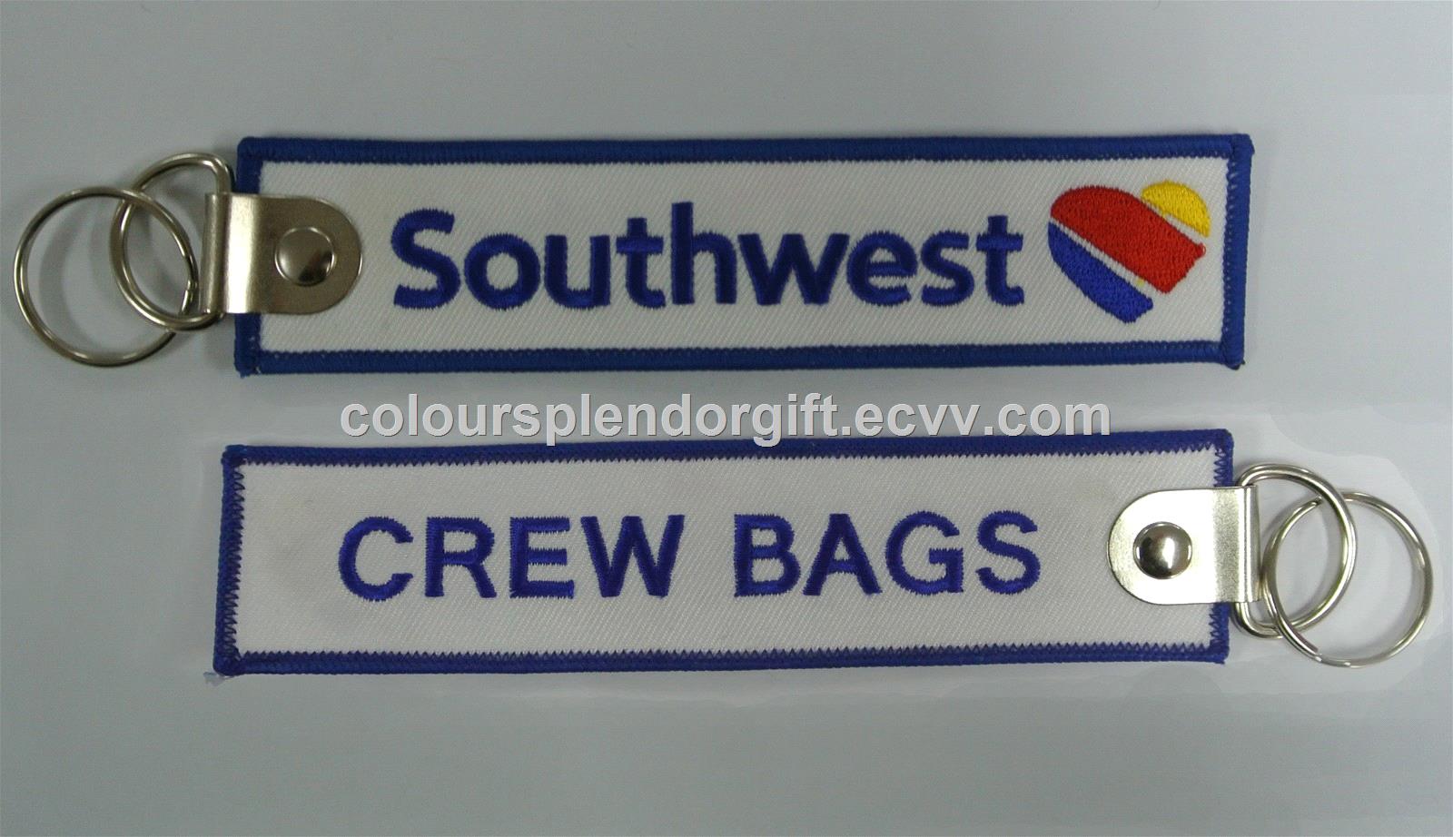 Wholesale Southwest Airlines Crew Bags Tag Embroidered Keychain Manufacturer