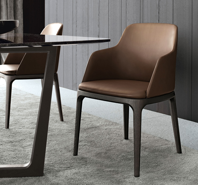 Modern furniture solid wood dining chair real leather dining chair armchair desk chair
