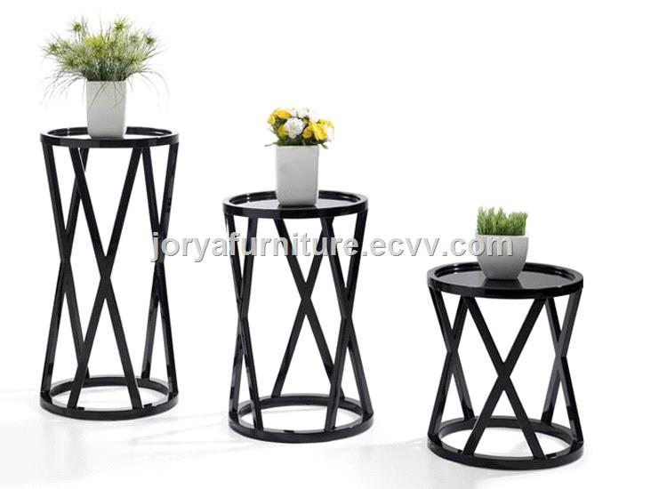 Modern hollowout solid wood flower shelf high gloss corner table side table console table