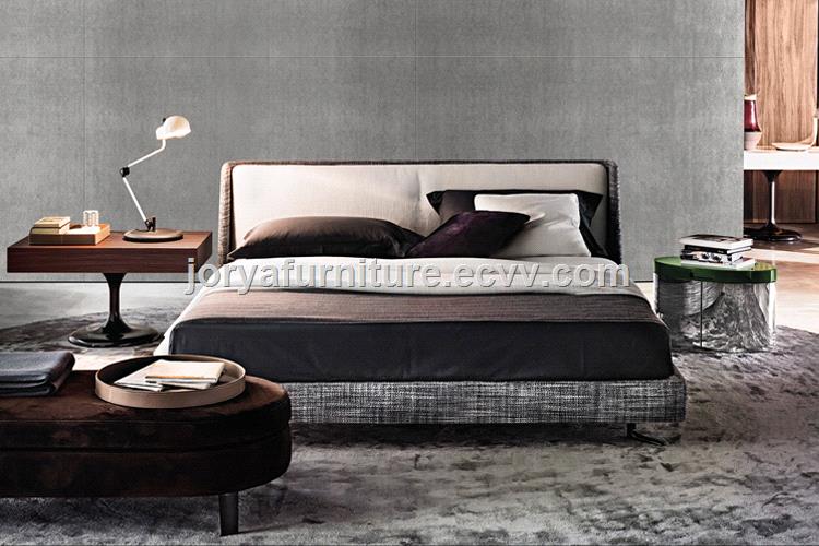 Modern Style Double Fabric Soft Bed Real Leather Soft Bed Queen Bed