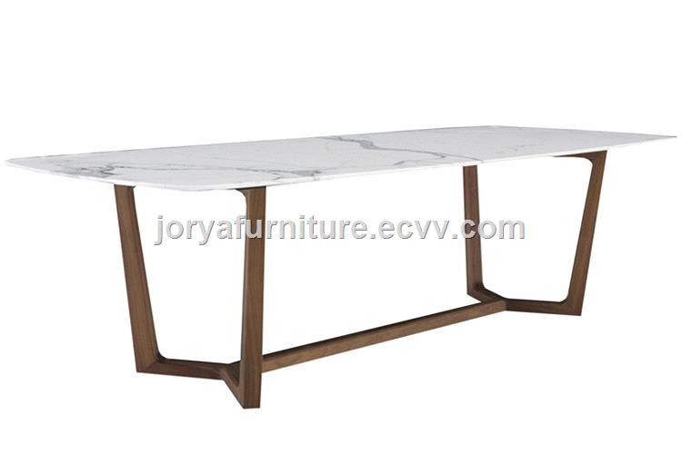 Modern Style Natural Marble Dining Table With Ash Solid Wood Leg