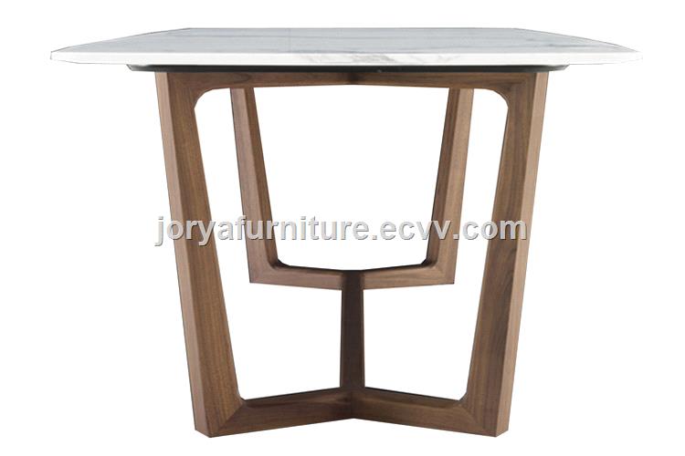 Modern Style Natural Marble Dining Table With Ash Solid Wood Leg