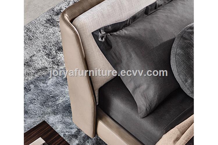 Modern Style Double Fabric Soft Bed Real Leather Soft Bed Queen Bed