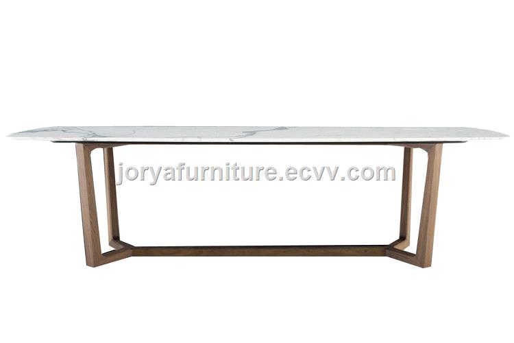 Modern Style Natural Marble Dining Table With Ash Solid Wood Leg